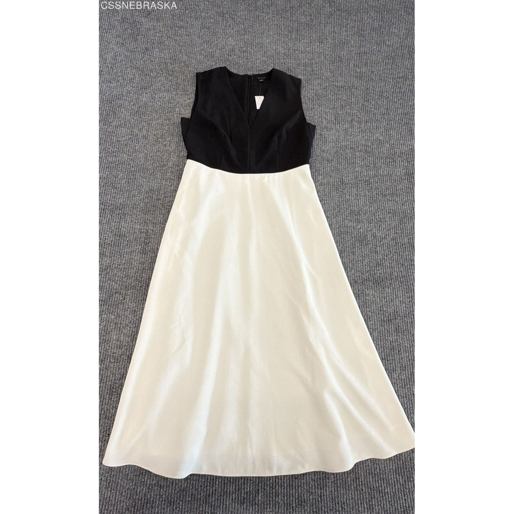 Ann Taylor Women's B&W Colorblock Fit Flare Sleeveless V-Neck Dress NWT 6